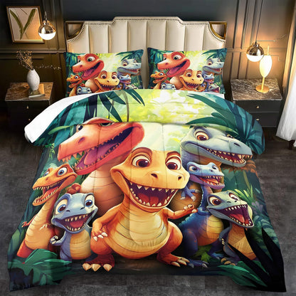 Dinosaur Comforter Set Full Boys,Cartoon 3D Dinosaur Bedding Set Full Bed Kids,3D Dragon Comforter Dragon Quilt Pattern Bedroom Decor,Cute Animal Bedding Kawaii Animal Quilt Girls
