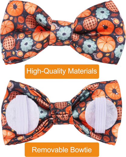 PET SHOW 10 Pack Fall Big Dog Bow Ties for Large Medium Dogs Sliding Collar Attachments Autumn Bowties Pumpkin Maple Leaf Bowknots Holiday Party Pet Grooming Accessories(Large)