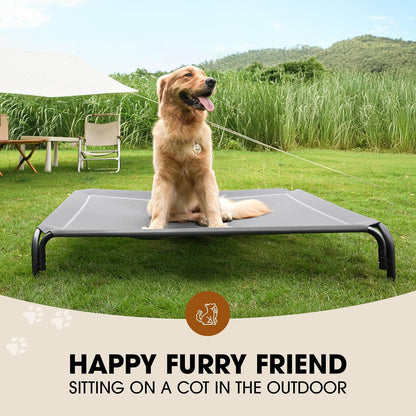 Elevated Dog Bed, Raised Outdoor Dog Bed for Extra Large Sized Dog, Portable Cooling Pet Cot with Breathable & Washable Mesh, Indoor & Outdoor Pet Hammock with Skid-Resistant Feet.