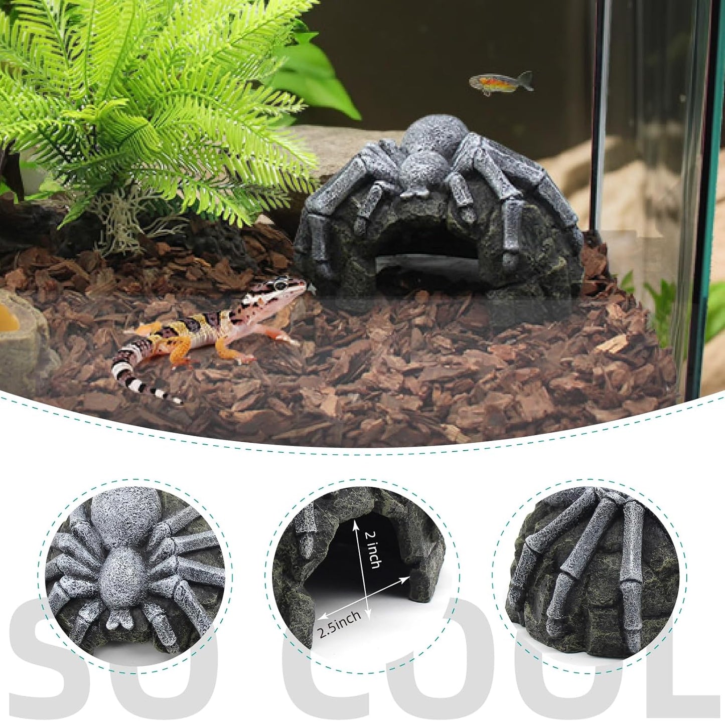 Reptile Rock Cave Hideouts Terrarium Habitat Decor Gecko Tank Accessories for Fish, Reptiles, Amphibians,Frogs, Snakes,Lizards,Shrimps, Spiders and Small Animals Crab