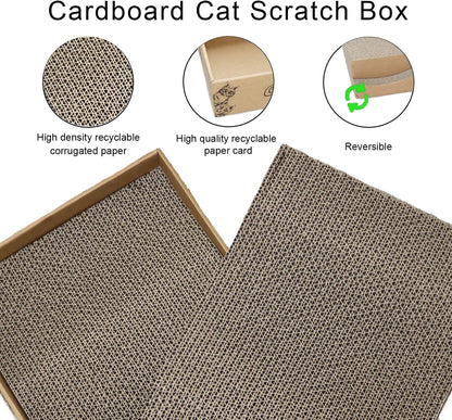 Cat Scratch Pad Cardboard Scratcher Box,2PCS in 1 Scratching Board for Indoor Cats,Reversible Durable,with Catnip