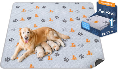 Washable Pee Pads for Dogs, 1 Pack Absorbent Reusable Training Dog Pads Pet Puppy Pads, Non-Slip Potty Pads for Whelping, Playpen, Crate, Bed, Orange, 72"x72"