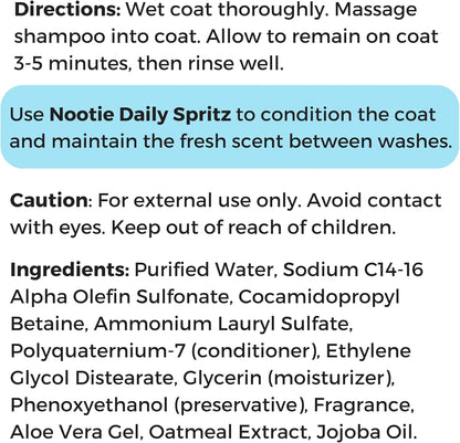 Nootie - Pet Shampoo for Sensitive Skin - Revitalizes Dry Skin & Coat - Natural Ingredients - Gentle Dog Shampoo - Cleans & Conditions
