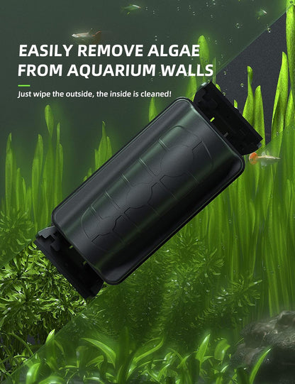 Jasonwell Magnetic Aquarium Fish Tank Cleaner Magnet Scraper for Glass Aquariums Cleaning Tools Scrubber Floating Brush (M)