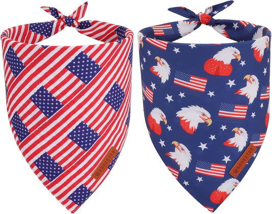 ADOGGYGO American Flag Dog Bandanas, Red Blue Patriotic Eagles USA Flag Scarf, Multi Size, 4th of July Bandana for Extra Large Dogs Pets (X-Large)