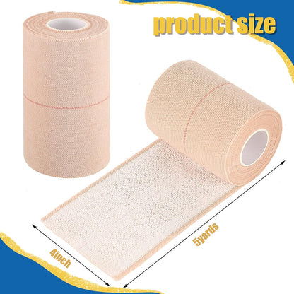 4 Rolls Elastic Tape Adhesive Elastic Tape Self Adhesive Bandage Wrap Flexible Stretch Bandages for Sports Ankle, Knee and Wrist Sprains Animal Pets, 5 Yard (4 Inch in Width)