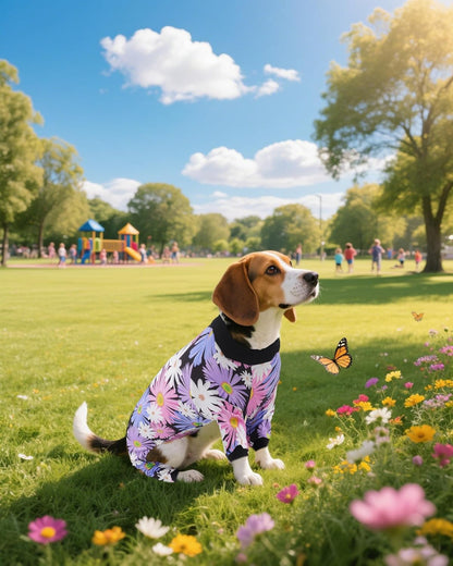 PET SHOW 4 Pack Dog Pajamas for Small Medium Dogs Girl Soft Stretchy PJs Paw Floral Jumpsuit Dog Doughnut Ice Cream Onesies Outfits with Sleeve Pets Breathable Summer Clothes Costume XL