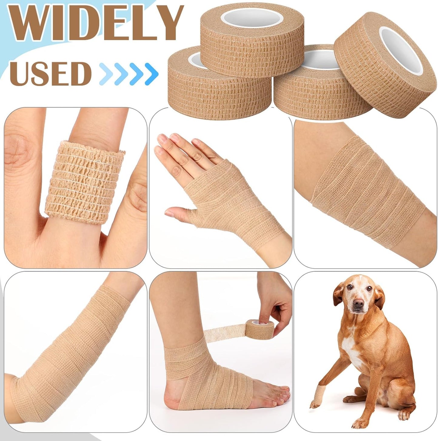 Treela 36 Pcs Self Adherent Bandage 1" X 5 Yard Wrap Breathable Cohesive Bandage Elastic Adhesive Tape for Stretch Athletic Sports Wrist Ankle(Nude)