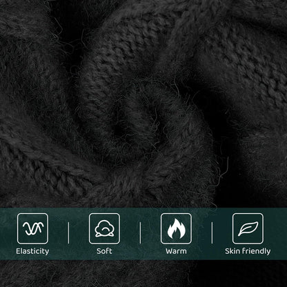 Queenmore Small Dog Pullover Sweater, Cold Weather Cable Knitwear, Classic Turtleneck Thick Warm Clothes for Chihuahua, Bulldog, Dachshund, Pug (Black, Large)