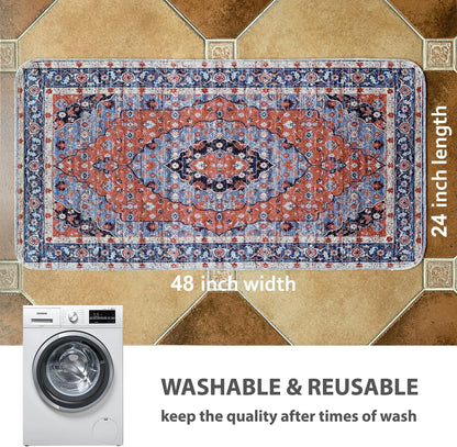 nunubaby Washable Pee Pads for Dogs, Stylish, Non-Slip and Leak-Proof Pee Pads. Reusable Potty Pads for Dogs for Crates and Floors.(Red/Multi, 24" x48")