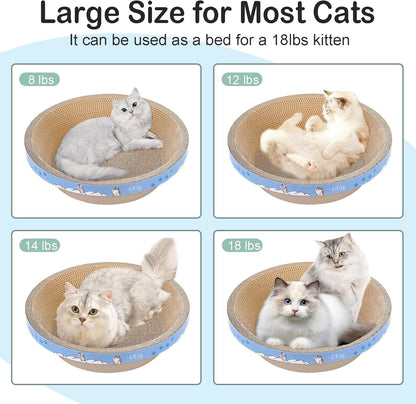 Cat Scratcher, 17.7x17.7 inches Cardboard Cat Scratchers for Indoor Cats, Large Cat Scratching Board, Round Bowl Cat Scratch Pad Bed with Catnip