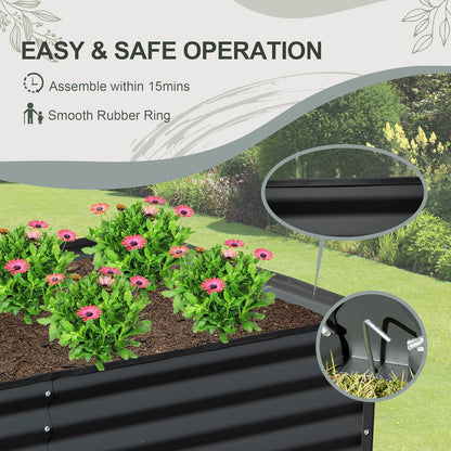 Domi Galvanized Raised Garden Bed, 8x4x1Ft Thickening Metal Planter Box for Vegetables Bottomless for Backyard Outdoor, 1" Deep w/ 228 Gallon Capacity - Dark Gray