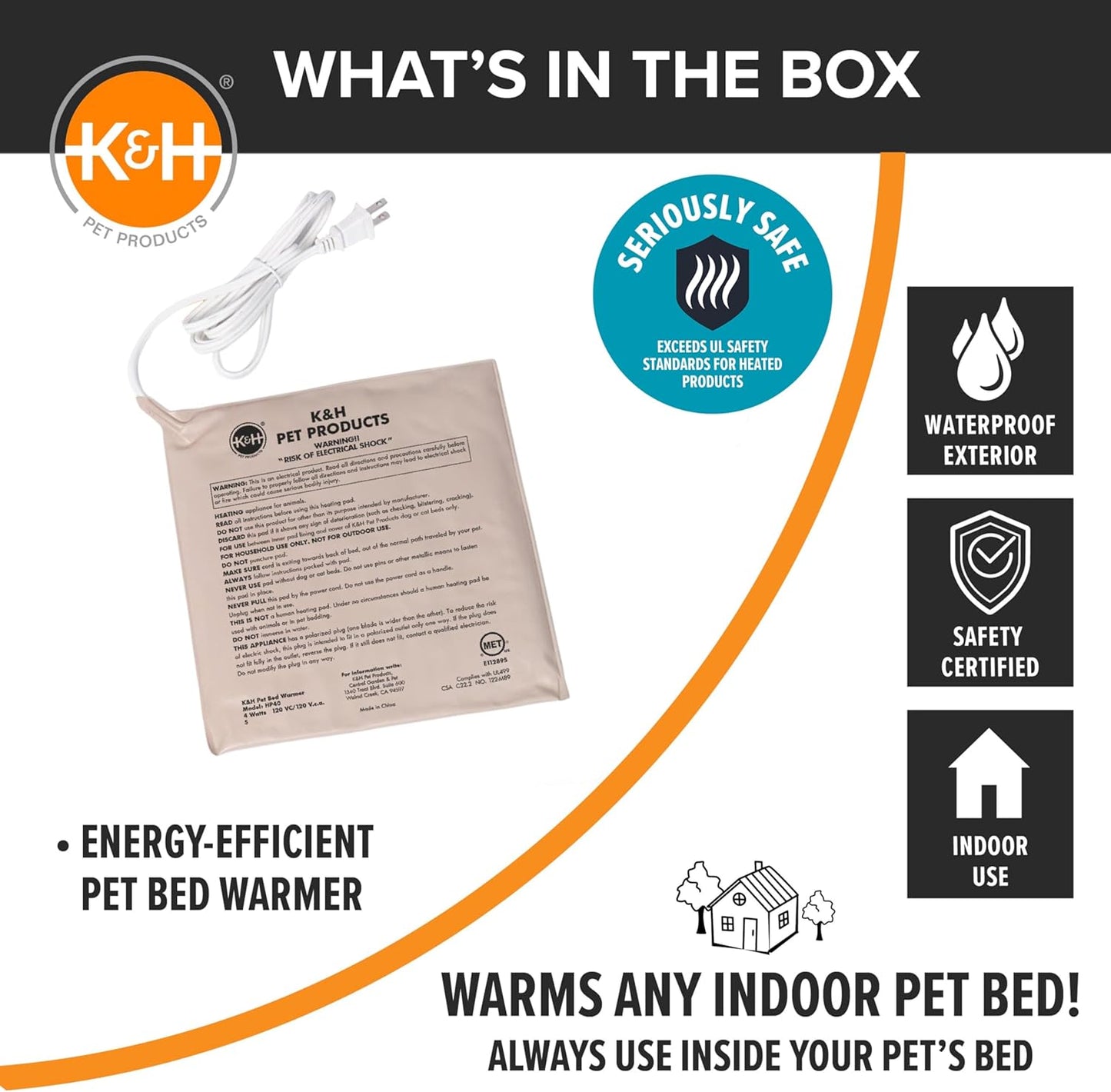 K&H Pet Products Pet Bed Warmer, Turn Any Pet Bed Into a Heated Cat or Dog Bed, Waterproof Indoor Heated Warming Pad Insert, Automatic Temperature, Safety Listed - Small 9 X 8.5in Tan