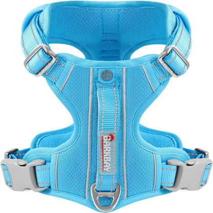 BARKBAY Dog Harness No Pull with ID Tag Pocket - Heavy Duty, Reflective, Easy Control for Large Dogs(Blue,M)