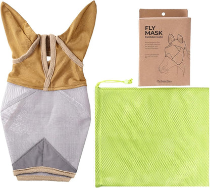 Fly Masks for Horses, 70% Uv-Block, Breathable Fly Mask for Equines, Durable, Comfortable Fit for All-Day Protection, Horse Size (Horse Fly Mask, with Ears)