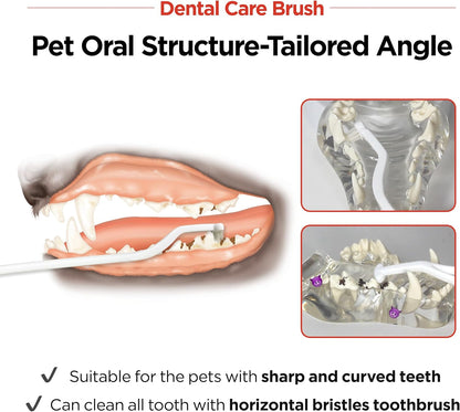 JAYU PET Dental Care Brush (Soft Bristles) 5ea - Dog Toothbrush, Cat Toothbrush, Dental Care for Kitten and Small Dogs, Removing Old Plaque and Tartar, Cat Teeth Brushing & Easy Cleaning