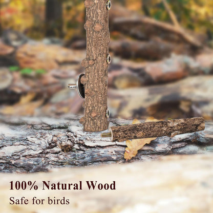 Mogoko Bird Ladder Perch for Cage, Natural Wood Bird Parrot Perch Stand Parrot Perch Bridge Climbing Chewing Toys for Small Medium Animal