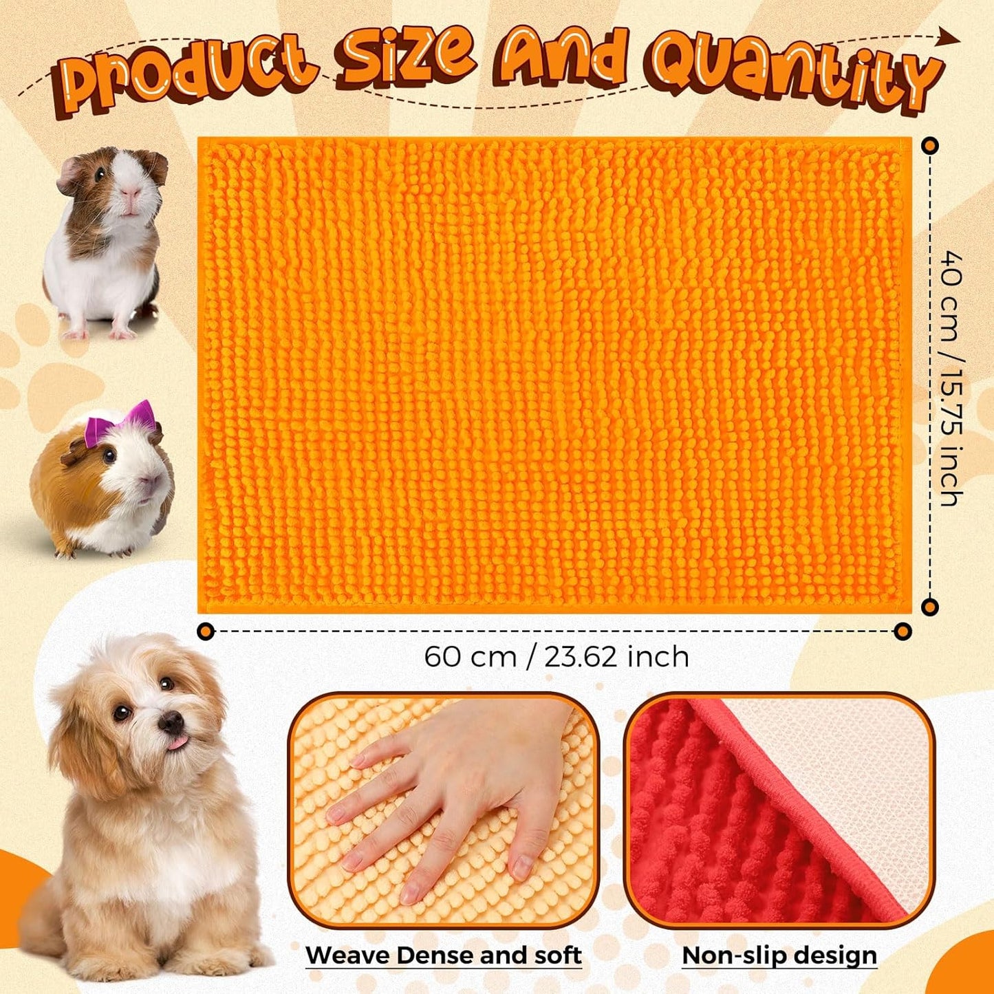 Barydat 8 Pcs Guinea Pig Cage Liner for Guinea Pig Cage Bedding Reusable Rabbit Mat Pad Washable Training Pad Animal Sleeping Bedding Mat(24x16'',Beige, Brown, Red, Orange)