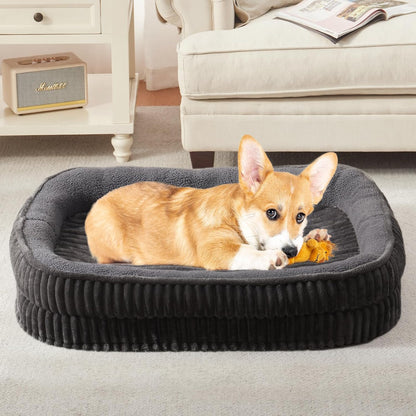 Orthopedic Dog Bed for Medium Dogs Breeds, High Density Egg Crate Foam Dog Sofa Beds,Oval Kennel Bed, Pet Couch Bed with Four Sided Bolster, Removable Washable Cover& Non-Slip Bottom
