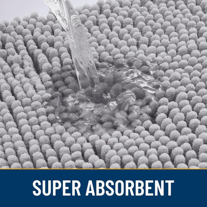 Smiry Dog Door Mat for Muddy Paws 40x32, Absorbs Moisture and Dirt Doormat, Non-Slip Washable Quick Dry Chenille Front Door Mat Indoor Entrance, Entryway Carpet for Inside Floor, Light Grey