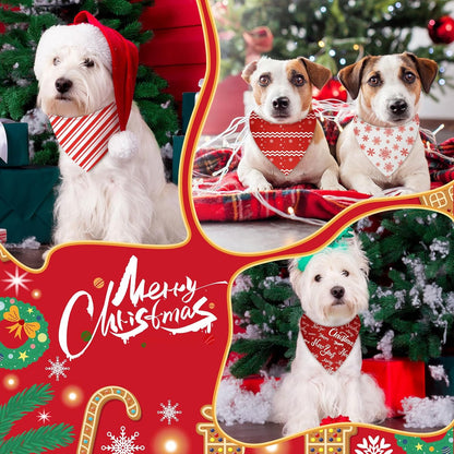 Abbylike 50 Pcs Christmas Dog Bandanas Bulk Xmas Red and White Bandanas for Dogs Triangle Kerchief Bibs Scarf Set for Pet Christmas Costume Photo Props Accessories Pet Shops (19.7 x 13.8 x 13.8)
