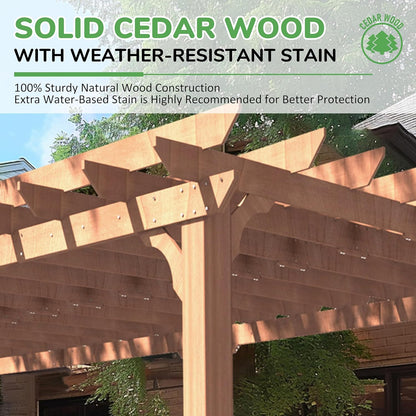 MUPATER 12x24 FT Wooden Pergola, All Cedar Wood Pergola Kit with Stakes, Quality Supported Structure, All-Season Durability, Snow and Wind Supported, Outdoor Shade for Backyard, Deck, Lawn, Patio