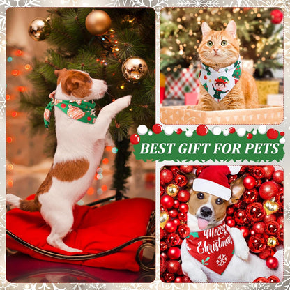 Abbylike 100 Pcs Christmas Dog Bandanas Bulk Xmas Bandanas for Dogs Triangle Kerchief Bibs Scarf Set for Pet Xmas Costume Photo Props Accessories Pet Shops Grooming, 25 Styles (25.6 x 17.7 x 17.7)