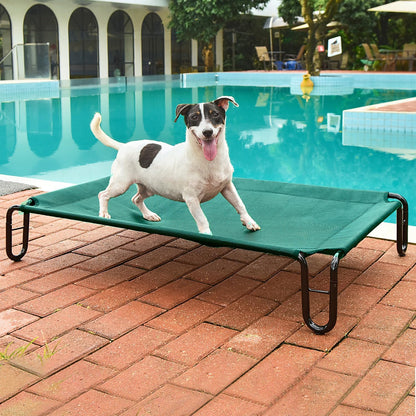 Pettycare Elevated Outdoor Dog Bed - Small Dog Cot, Waterproof, Cooling with Teslin Mesh, Non Slip, Up to 35 lbs, Green