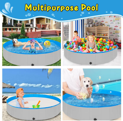 Extra Large Foldable Dog Pools for Large Dogs Heavy Duty,97"x16" Anti-Slip Portable Swimming Pool,Hard Plastic Kiddie Pool for Pets Dogs Cats & Kids