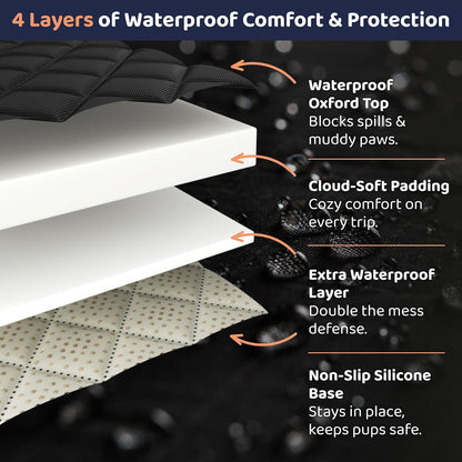 XL Dog Car Seat Cover for Back Seat, Waterproof Hammock for Car, SUV & Truck, Non-Slip Backseat Cover for Dogs, Heavy-Duty Dog Hammock Style Seat Protector Pets, Easy to Install & Clean