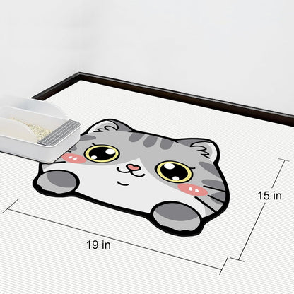 Pet Supplies Cat Feeding Bowl Mat - Absorbent, Easy Clean, Quick Dry for Cat Food and Water Dispenser - Grey, 19"x15"