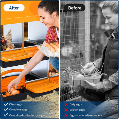 Chicken Nesting Box, 6 Hole 2 Layer Hen Nest Boxes, Roll Away Eggs Laying Boxes,Cleanable Pull Out Hen Roosting Boxes