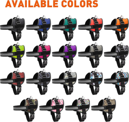 Dogline Dog Harness, Reflective No-Pull Adjustable Vest with Handle for Walking, Training, Breathable, No - Choke Harness for Small, Medium or Large Dogs Room for Patches Leopard Rainbow XL 33"-46"