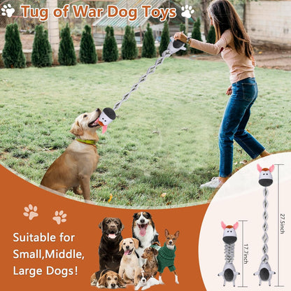 Squeaky Plush Dog Toys for Puppy Toys, Interactive Tug of War Dog Pull Toys, Stuffed Dog Pet Toys for Teething Puppy, Indoor and Outdoor Play for Small Medium Dogs and Large Dogs