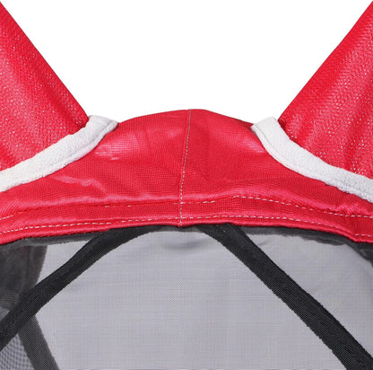 Harrison Howard CareMaster Pro Luminous Horse Fly Mask Large Eye Space Standard with Ears UV Protection for Horse Red M Cob