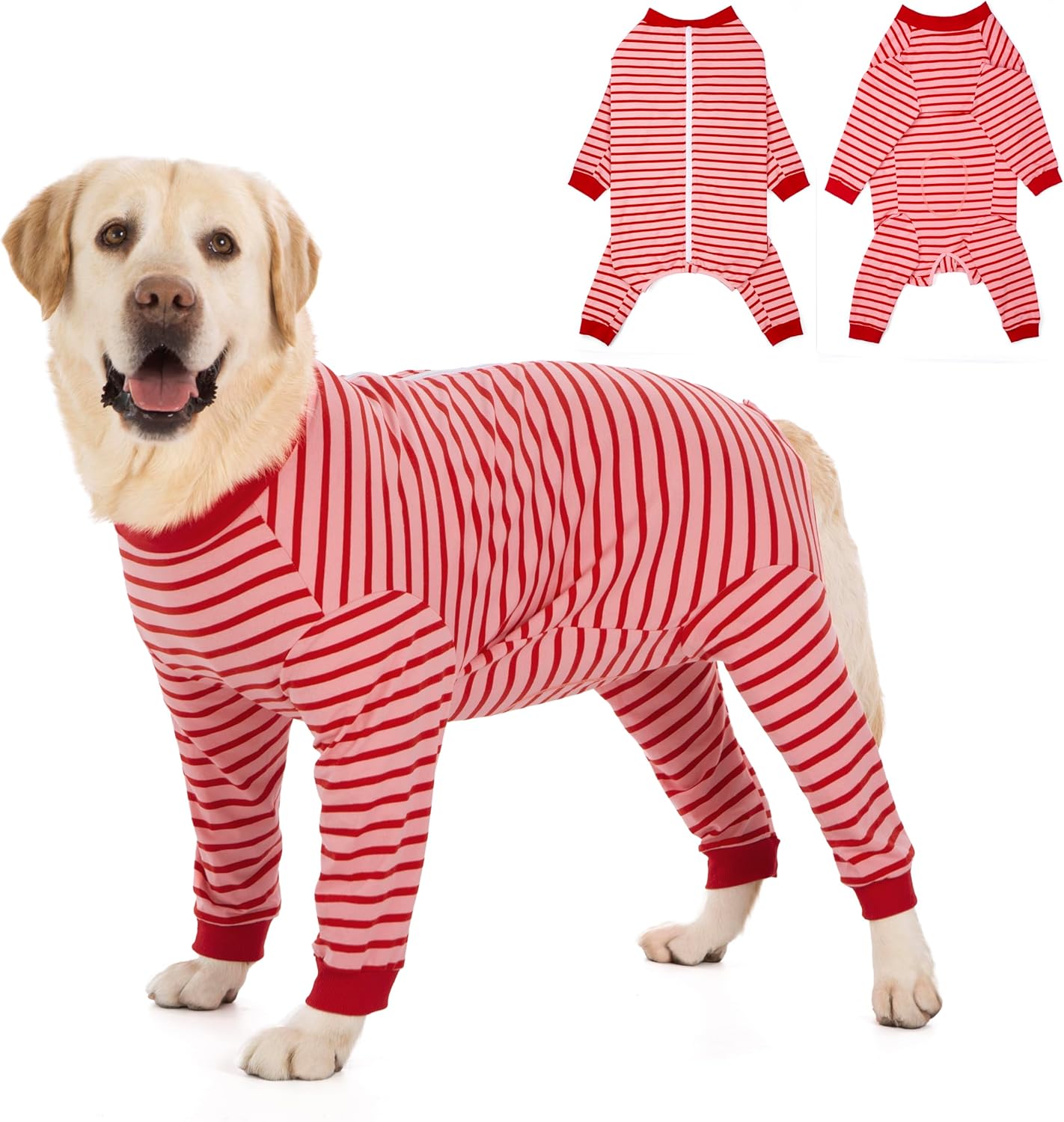 Yeapeeto Dog Onesie Surgery Recovery Suit for Large Medium Bodysuit Dogs Pajamas PJS Full Body for Shedding, Prevent Licking, Wound Protection, Cone Alternative… (Red Pink, 7X-Large (Pack of 1))