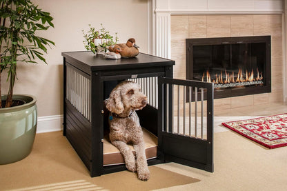 New Age Pet ECOFLEX Dog Crate End Table - Furniture-Style Pet Crate for Crate Trained Dogs - Stainless Steel Tubing & a Latched Closure - 10 Year Manufacturer's Warranty.
