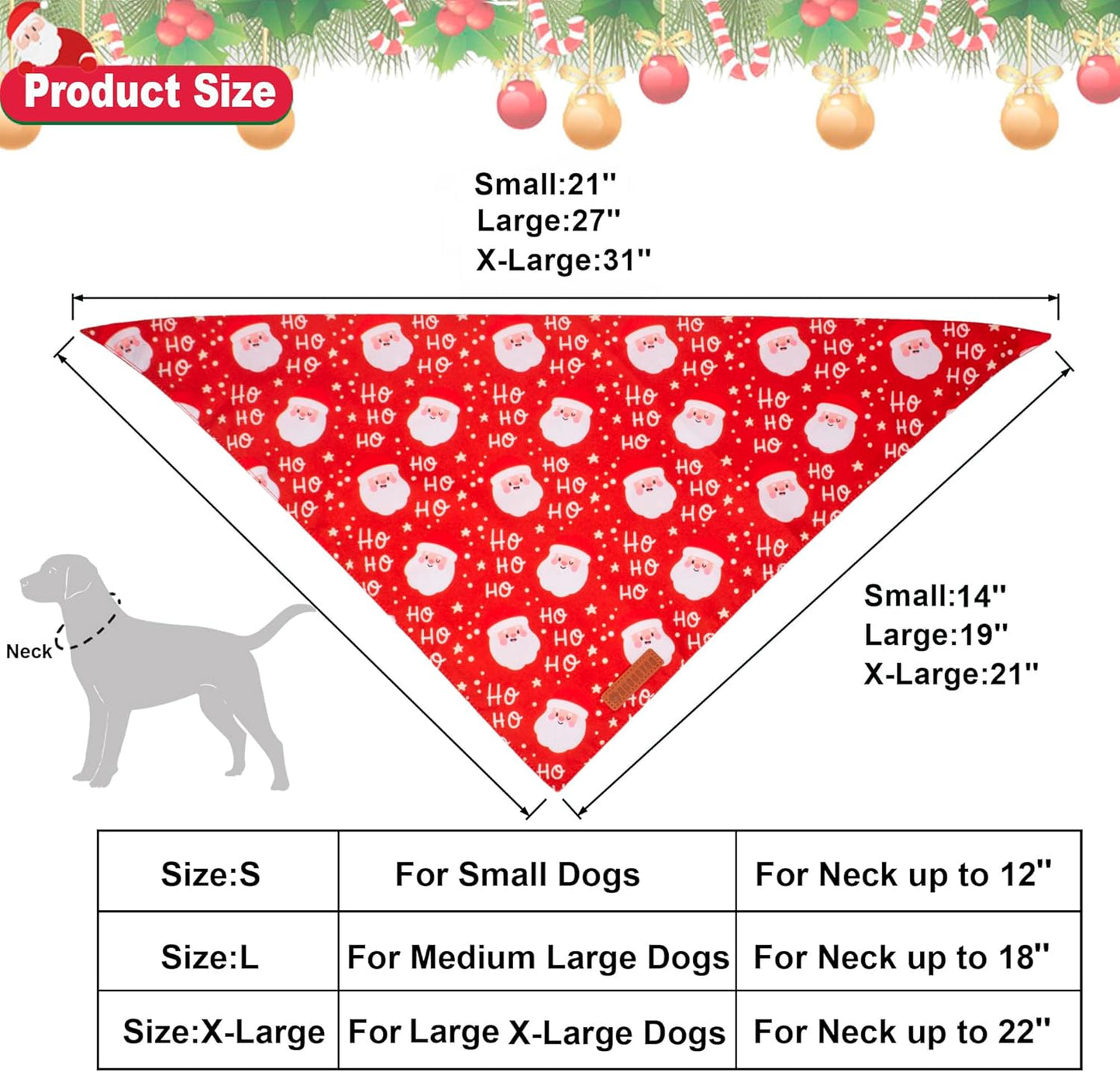 ADOGGYGO Christmas Dog Bandanas, Snowman Santa Xmas Pet Scarf, Multi Size Offered, Red Green Christmas Bandana for Small Dogs Pets (Small)