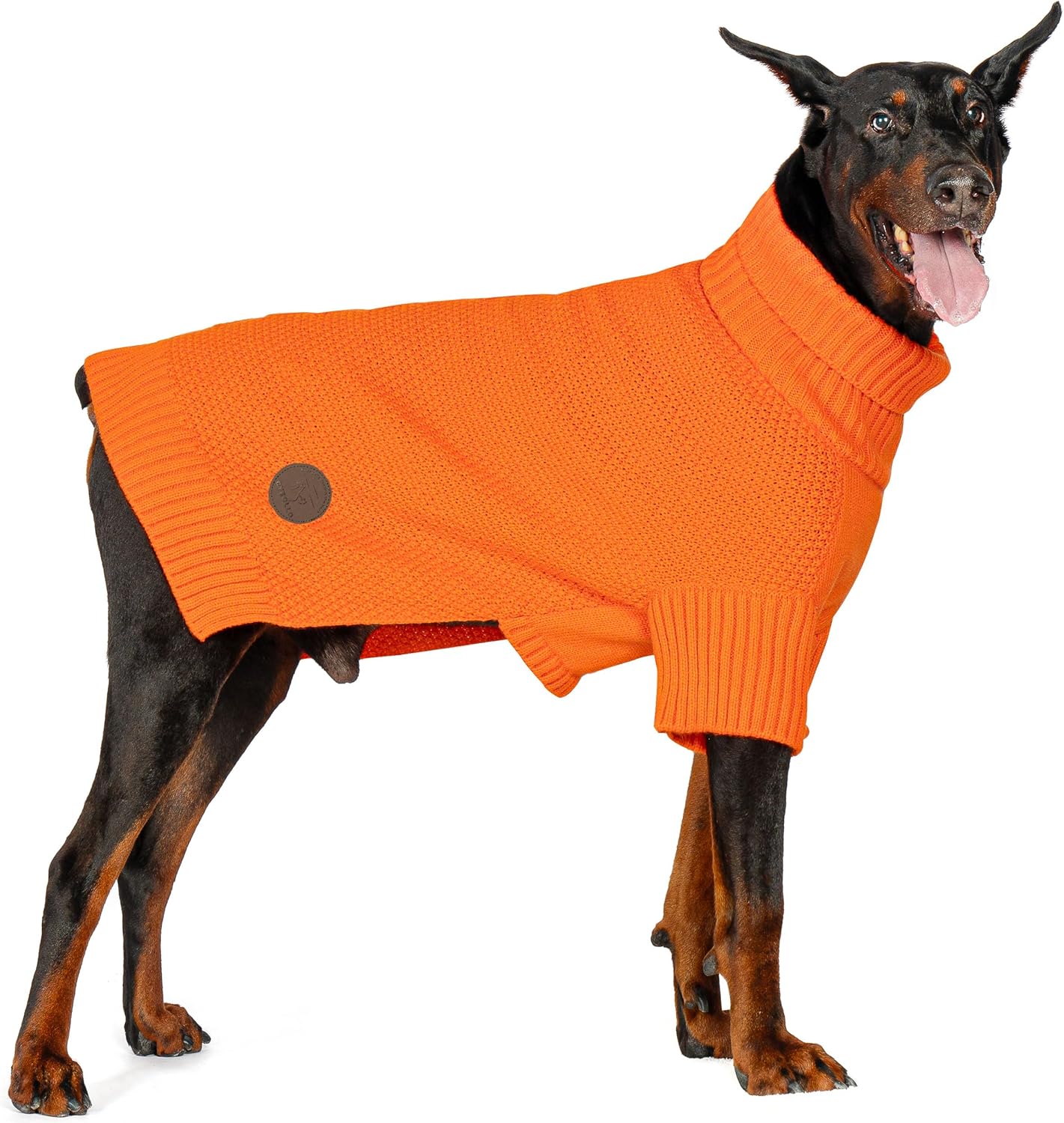 cyeollo Dog Sweater Pullover Turtleneck for Large Dogs, Classic Knitwear Fall Winter Cold Weather Pet Clothes Warm Pet Apparel Large Big Dog Sweaters, Orange 3XL
