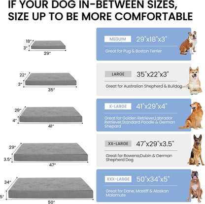 GOHOO Jumbo Dog Bed for Large Dogs, Orthopedic Memory Foam with Cooling Gel & Waterproof Lining