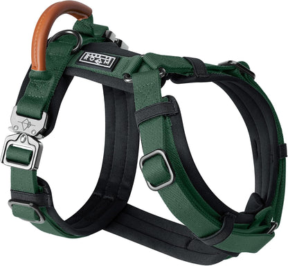 MADE TO ROAM Premium Explorer Harness - Y-Shaped Dog Harness with Adjustable Durable Nylon, Soft Padding, Metal Buckles and Leather Handle for Small, Medium, Large Dogs (Maine Marina, Size 3)