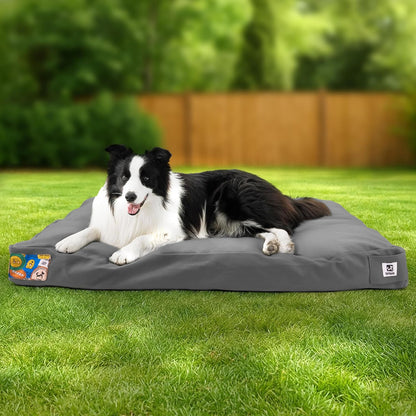 Sytopia 36-Inch Canvas Outdoor Dog Bed, Washable & Waterproof with Chew-Resistant Removable Cover, Ideal for Large & Medium Dogs for Indoor, Outdoor, Crate, or Patio Use (Dark Grey)