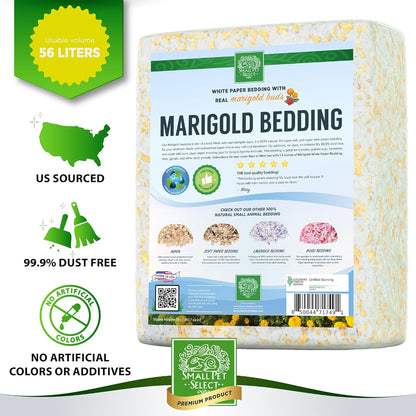 Small Pet Select - Natural Paper Bedding with Real Marigold Buds. Rabbits, Guinea Pigs, and Other Small Animals, 56L