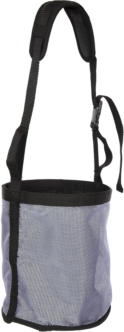 Majestic Ally Horse Feed Bag, Heavy Duty Nylon Mesh Grain Feed Bag, Adjustable Strap with Durable Snap and Elastic Straps, Comfort Neck Pad and Nose Pad- Large (Draft, Dark Gray)