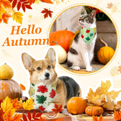 Abbylike 200 Pcs Fall Thanksgiving Dog Bandana Bulk Maple Leaves Bandana for Dogs Triangle Kerchief Bib Scarf for Pets Autumn Costume Photo Props Accessories Pet Shops Adoption Event, 25 Styles