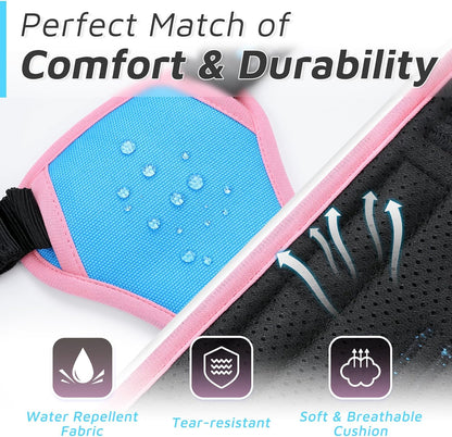 Eagloo Dog Harness for Large Dogs, No Pull Service Vest with Reflective Strips and Control Handle, Adjustable and Comfortable for Walking, No Choke Pet Harness with 2 Metal Rings, Pink & Blue, XL