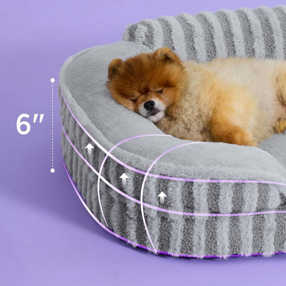 LE SURE Cute Dog Bed for Small Dogs, Orthopedic Waterproof Small Pet Beds with Sides, Non-Slip Bottom and Egg-Crate Foam Puppy Couch Sofa with Washable Removable Cover, Grey