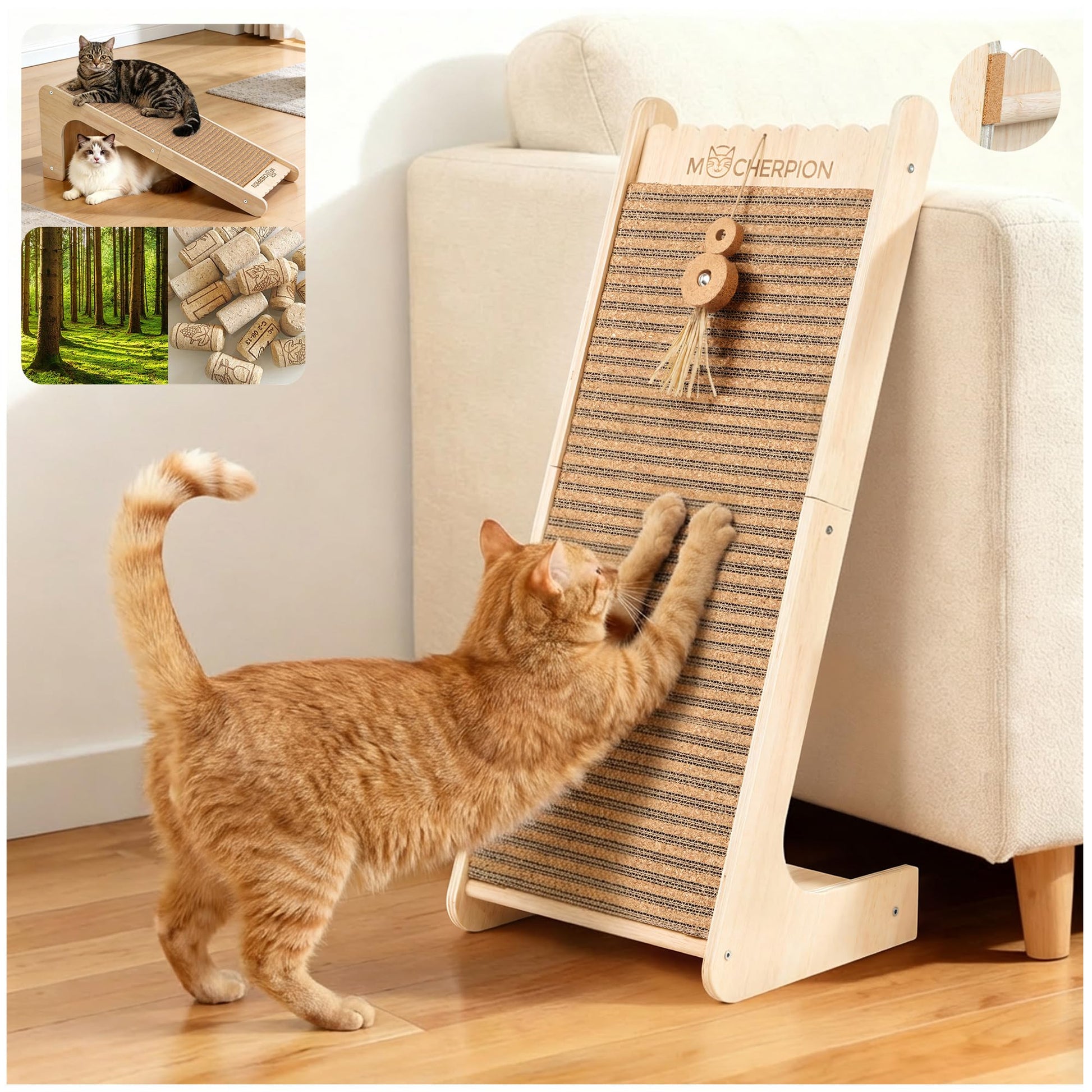 Natural Cork cat Scratching Post. Chosen for real quality, fits naturally into modern pet homes.
