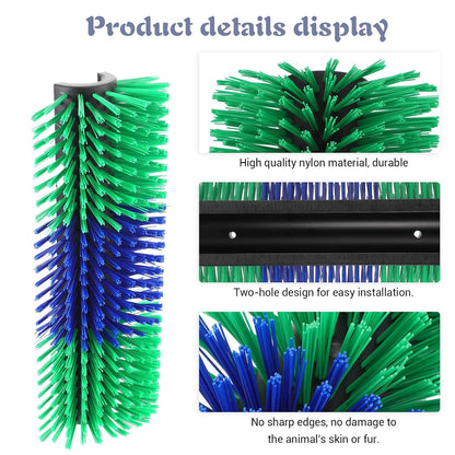 Livestock Scratching Brush, 17.5 x 7.8 Inch Goat Brushes for Grooming, Horse Brushes for Shedding, Livestock Brush with 4 Screws Great for Horse, Elk, Cattle, Pig, Sheep（Green）