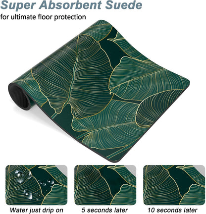 Rnivvi Dog Food Mat, 16" x 24" Flower Absorbent Dog Cat Bowl Mat for Food and Water, Cute Anti-Slip Rubber Pet Feeding Rug Protect Floors, Puppy Placemat for Feeding & Watering Supplies, Tropical